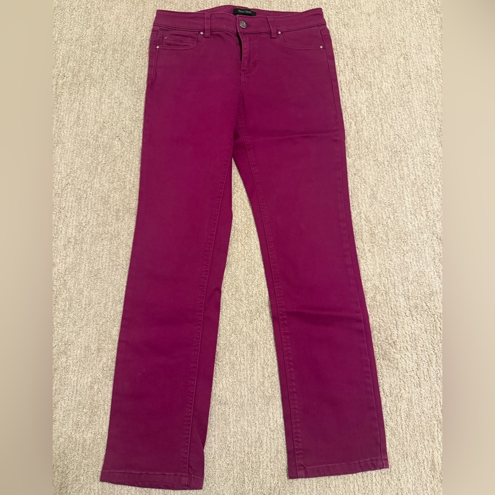 Women’s White House Black Market Blanc Slim Ankle Pants Burgundy‎ Size 6R EUC
